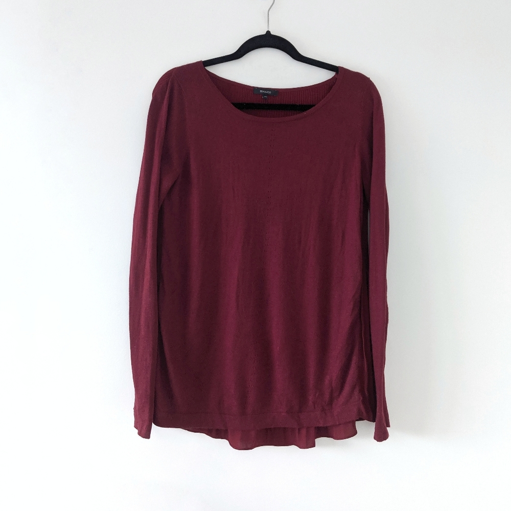 RW&Co Burgundy Knit shirt with pleated detail